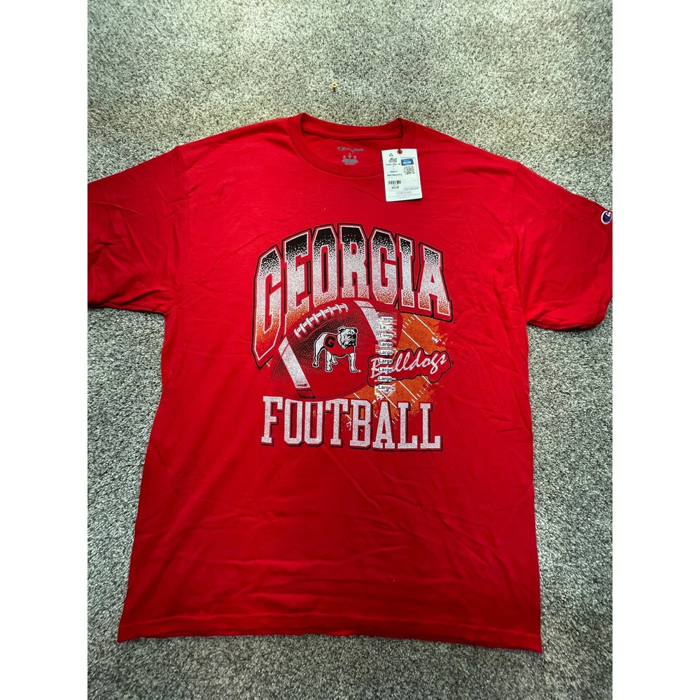 Georgia Bulldogs Champion T-Shirt Women L Red NEW Football Graphic Short Sleeve